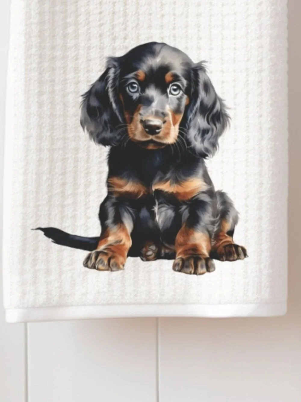 Gordon Setter Puppy Waffle Weave Decorative Kitchen Tea Towel